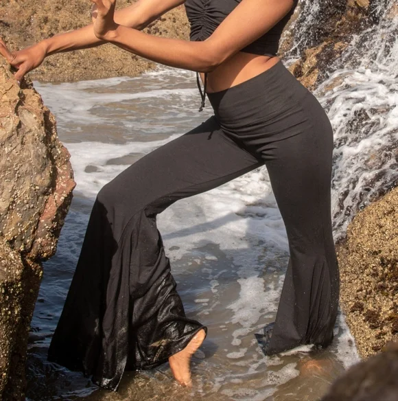 Black Bamboo Super Bell Bottoms - Picture 2 of 8